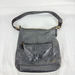 THE SAK Medium Black Soft Leather Zipper Shoulder Bag